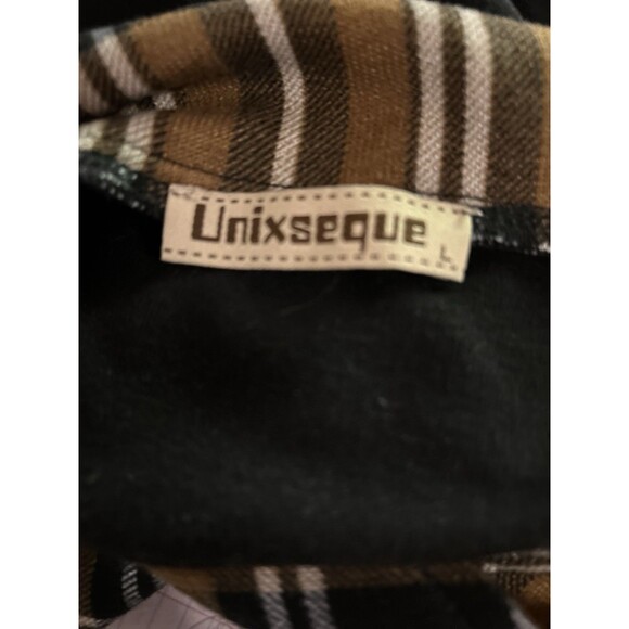 Unixseque Womens long sleeve Jacket lapel pullover tunic Sweater L Plaid button - Picture 6 of 10